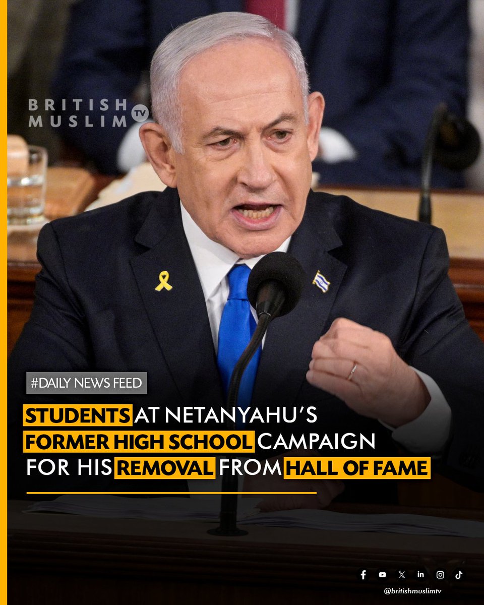 BritishMuslimTV's tweet image. More than 200 students at Cheltenham High School in Pennsylvania have called for the removal of Israeli Prime Minister Netanyahu from the school’s hall of fame. They cited an ICC arrest warrant for alleged war crimes in Gaza and corruption charges in Israel, saying his…