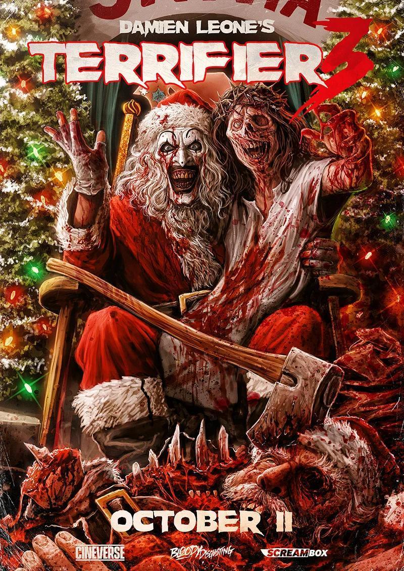 LuisBarriales's tweet image. La segunda entrega de Terrifier ahondó en una mitología que llamó mucho la atención más allá de la casquería.
En Terrifier 3, con su inicio que es un corto en sí mismo, se dedica a celebrar la festividad como solo Art sabe. Que Damien Leone no tenga filtro es algo que me encanta.