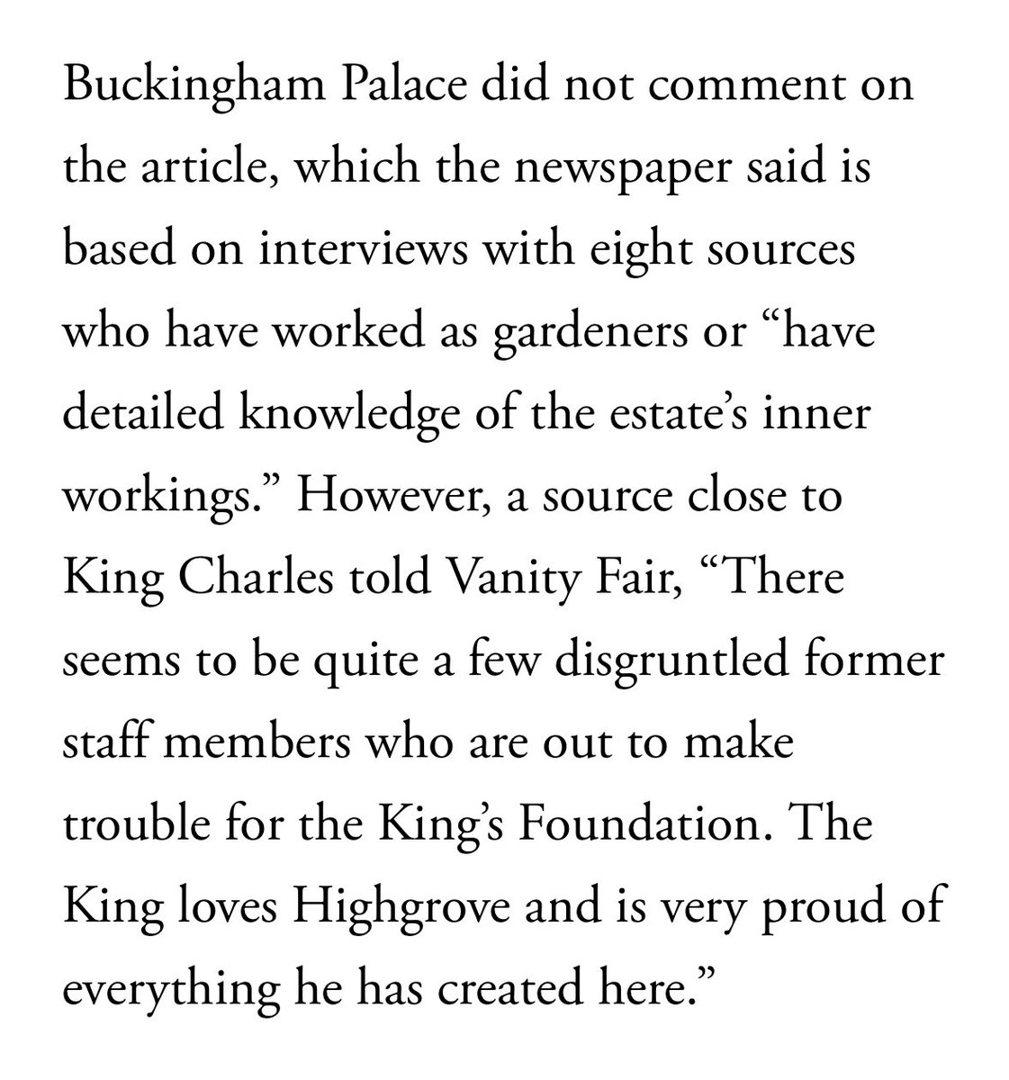 Now “a source close to King Charles” is trying to smear our sources!

Remember…

— Report found King’s gardens staff needed mental health support

— 11 of 12 staff left

—  Palace accepts HRH said of subordinate, “don’t put that man in front of  me again”

— And that charity