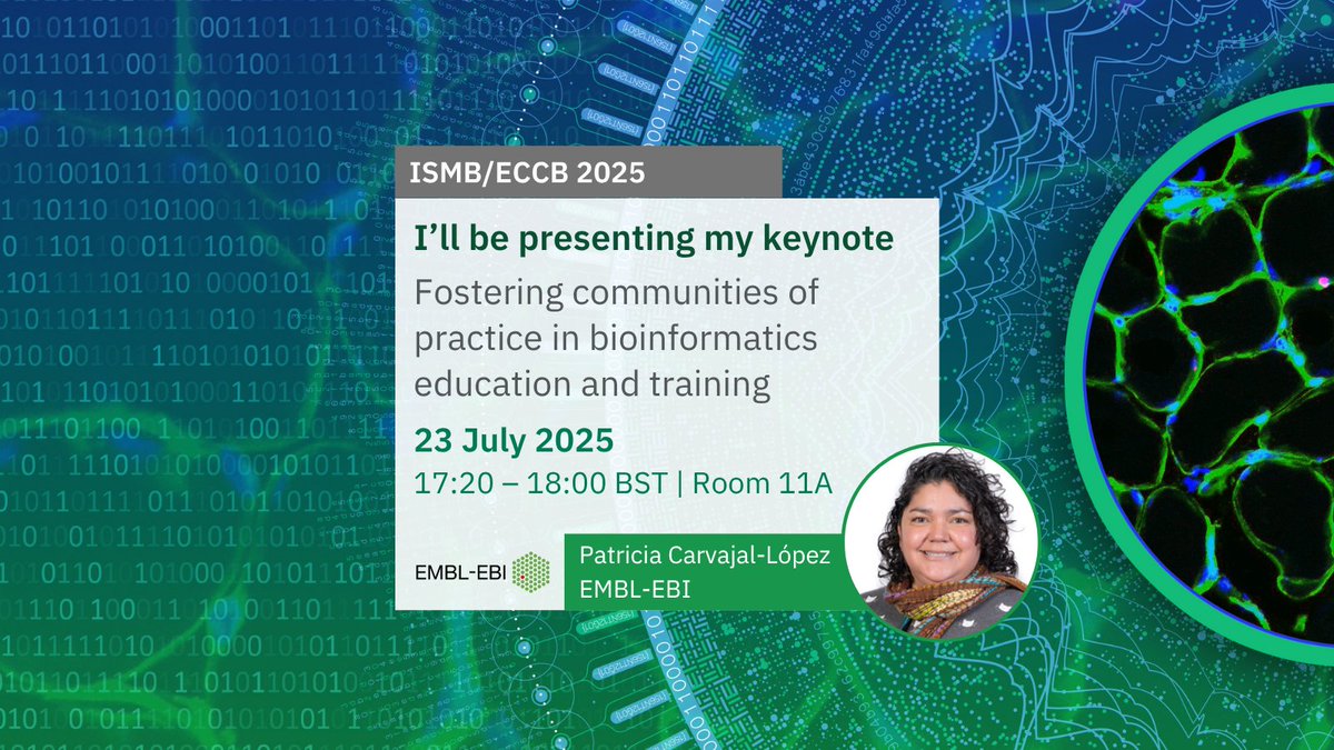 EBItraining's tweet image. Are you attending #ISMBECCB2025? Look out for the EMBL-EBI Training team.
Ajay, Daria, and Pati will showcase their work, representing three aspects of our portfolio: on-demand training, collaborative projects, and community competency-building.
ebi.ac.uk/training/