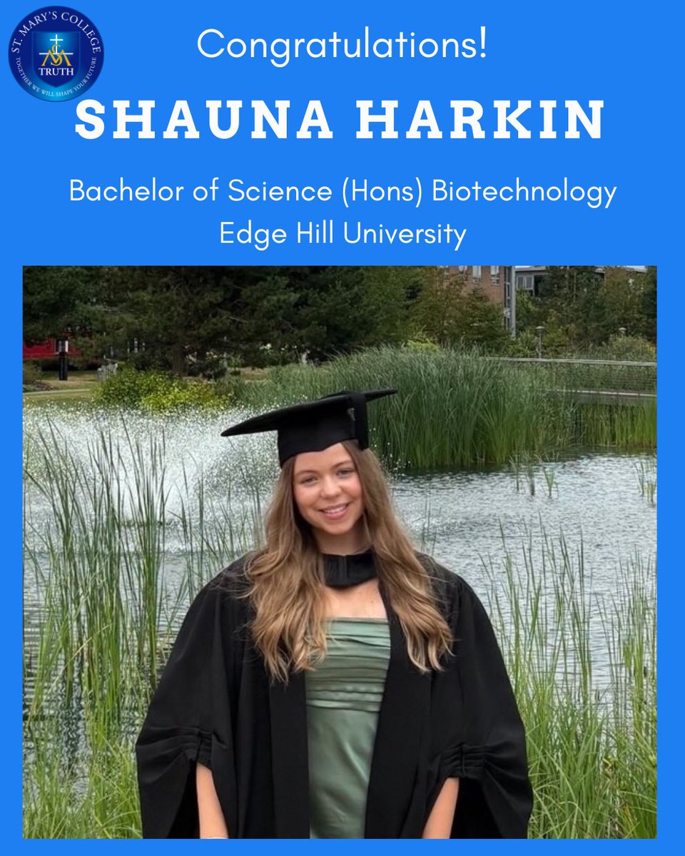 The Technology Dept (@stmarysderrytd) on Twitter photo Congratulations <a href="/SMDScience/">StMarysDerryScience</a> <a href="/stmarysderry/">St Mary's College</a> #STEMgirl Shauna Harkin who has just graduated from <a href="/edgehill/">Edge Hill University</a> Bachelor of Science in Biotechnology 🎉👩🏻🎓 Congratulations <a href="/SMDScience/">StMarysDerryScience</a> <a href="/stmarysderry/">St Mary's College</a> #STEMgirl Shauna Harkin who has just graduated from <a href="/edgehill/">Edge Hill University</a> Bachelor of Science in Biotechnology 🎉👩🏻🎓