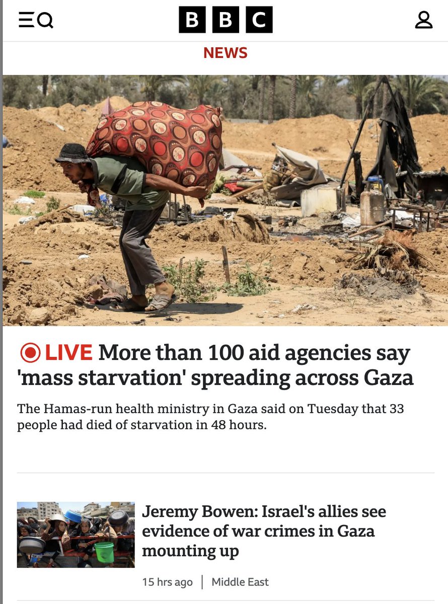 owenjonesjourno's tweet image. A sudden dramatic shift in the BBC's coverage.
Why?
Because everybody knows that the utter calamity engulfing Gaza is going to be impossible to hide.
For the Guilty Men of the media: you all had ample warning for 21 months!
You did this! Everything that now happens is on you.