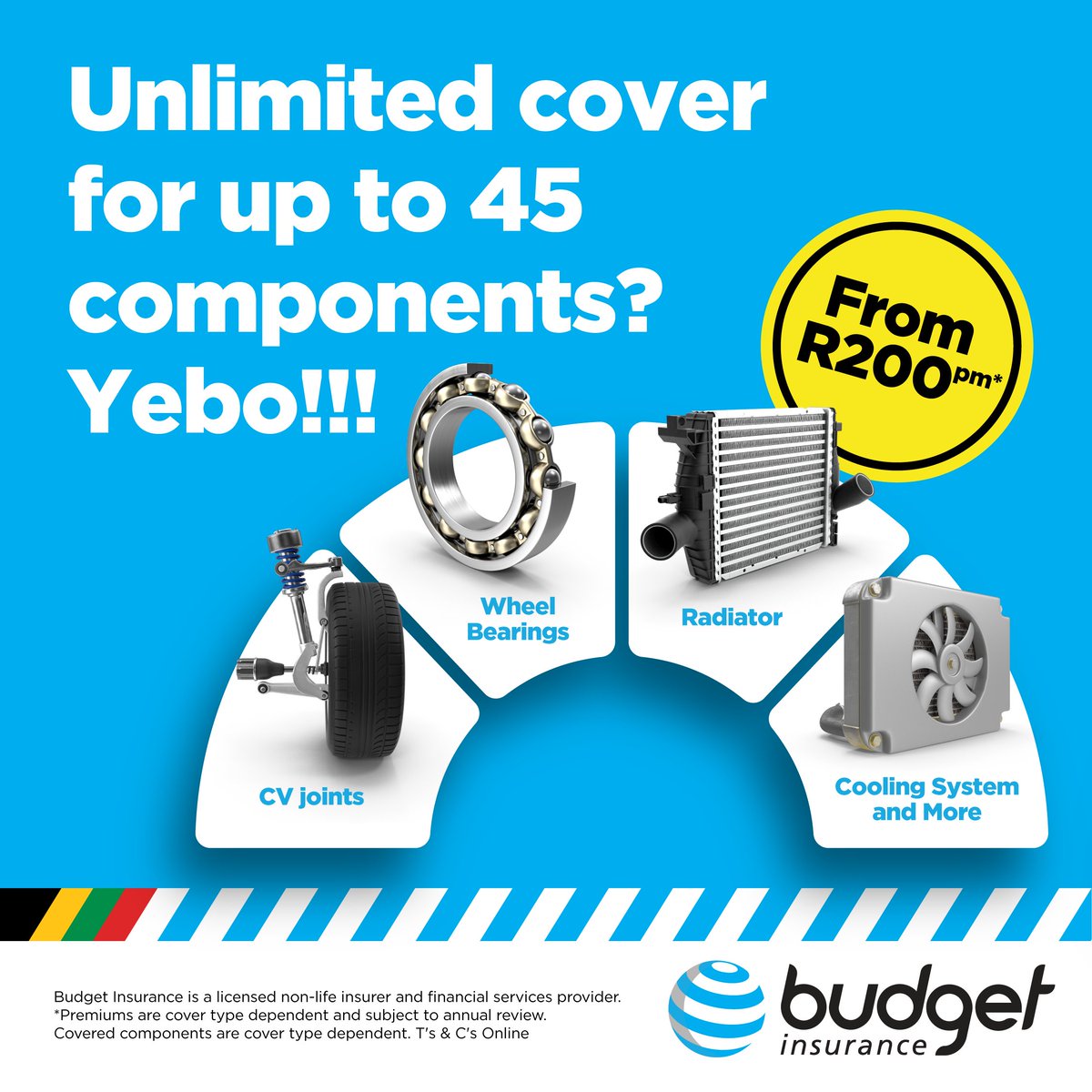 budgetins's tweet image. Don’t let surprise breakdowns break the bank! Get Budget Vehicle Warranty Cover from just R200pm*— no limits, just savings. Oh, and Breakdown Assist to keep you cruising? Of course! bit.ly/4kd73S1