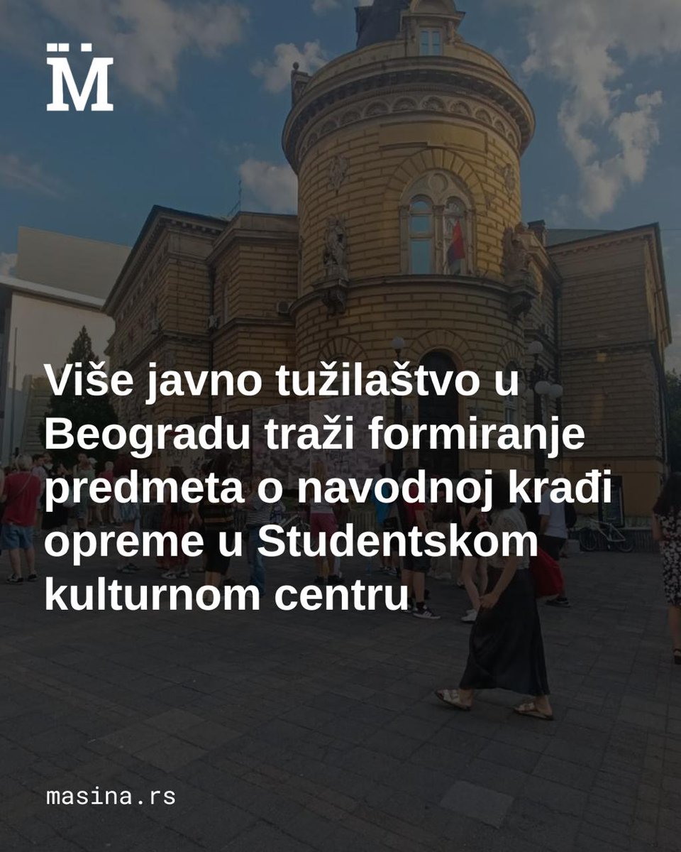 MasinaRS's tweet image. "Povodom više medijskih objava u vezi sa otuđenjem imovine velike vrednosti koja je u vlasništvu Studentskog kulturnog centra (SKC), Više javno tužilaštvo u Beogradu dalo je nalog Prvom osnovnom javnom tužilaštvu da tim povodom formira predmet, proveri date navode medija, te da…