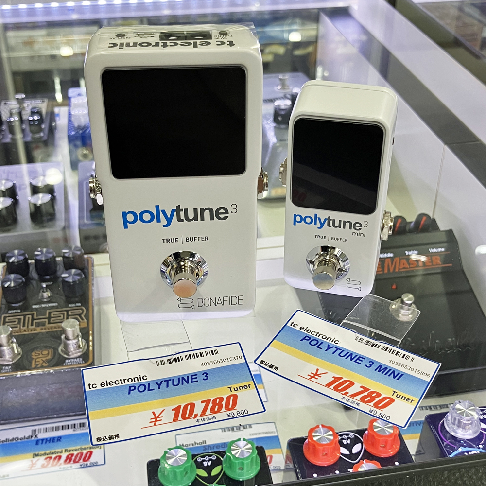 get_stomp's tweet image. 【TC製品一部値下げ】Polytune3 & Mini ゲットストンプの店頭に到着しました!ゲットストンプならペダルチューナーも実際に精度と速さ、見易さを試してからお買い求め頂けます!!