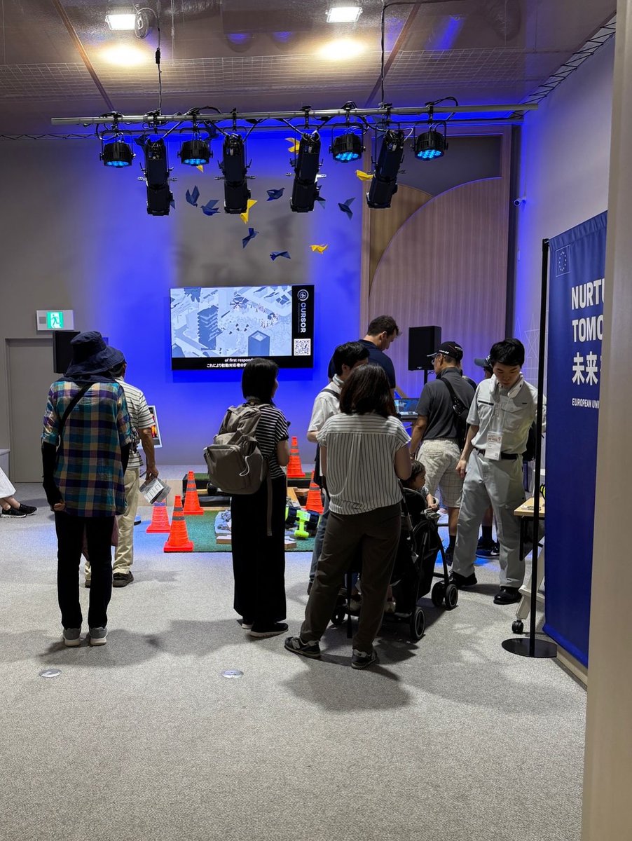 euatexpo's tweet image. 🤖 EU innovation in action!
Visitors saw SMURF, a search-and-rescue robot from the EU-funded #CURSORproject, navigate simulated rubble at the EU Pavilion last weekend.
Tech built to save lives.
#EUatExpo #EXPO2025