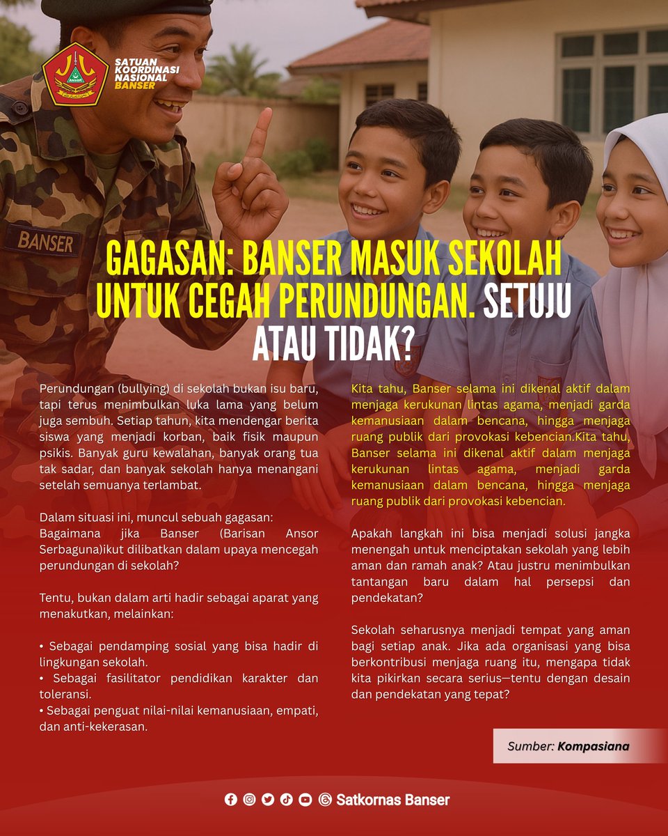 Gagasan: Banser Masuk Sekolah untuk Cegah Perundungan. Setuju atau Tidak?