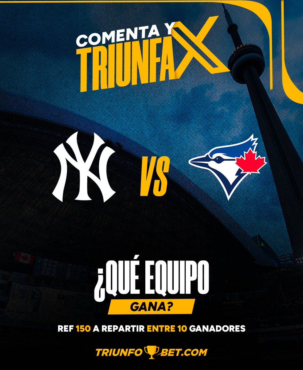 ¡Participa por 150 REF a repartir! 🎁⚾

La MLB sigue con todo, y hoy los Toronto Blue Jays reciben a los Yankees en casa.
¡Promete ser un juegazo!
¿Y tú? ¿Quieres ganar también? Súmate así de fácil:

1️⃣ Comenta quién gana el juego + tu usuario de TriunfoBet.com
2️⃣