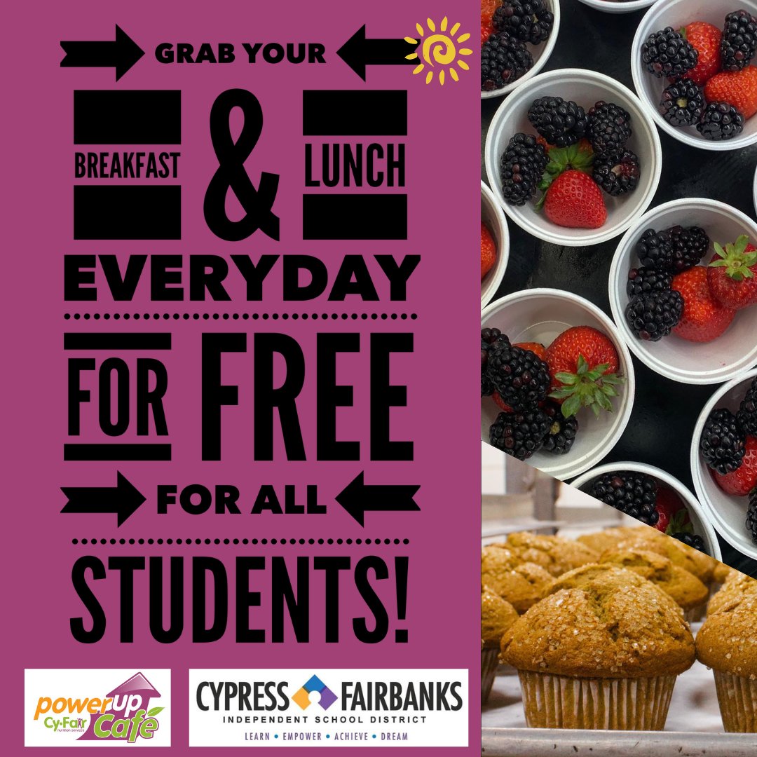 PowerUpCafe's tweet image. We have 47 schools participating in the CEP program for the '25-'26 School Year! This program allows all students at the participating schools to receive FREE breakfast and lunch meals. More info can be found on our website: bit.ly/CFISD-CEP-Scho…