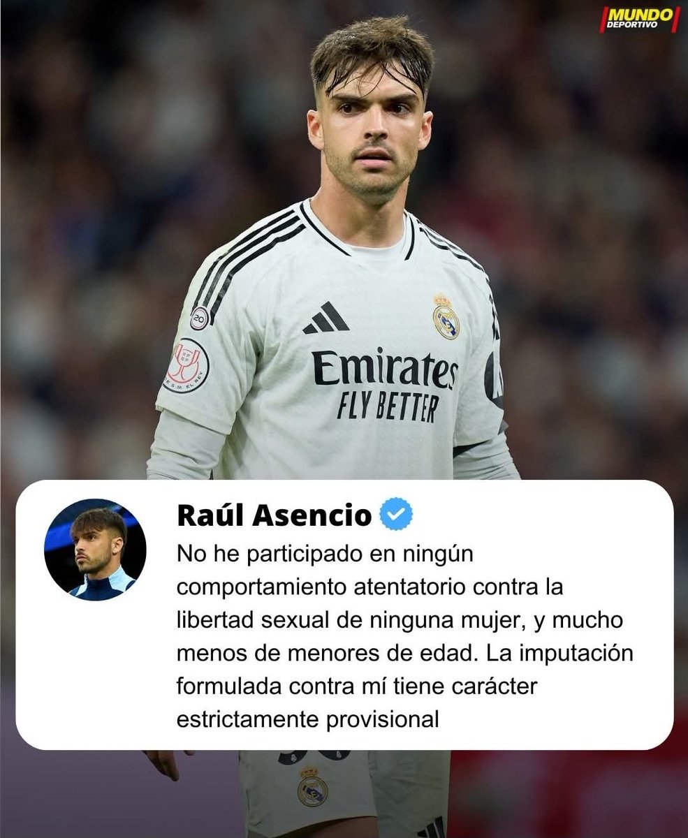 MiguelGalanCNFE's tweet image. Raul Asencio pacta con las víctimas del vídeo sexual.
Raúl Asencio, jugador del @realmadrid junto con el abogado del club, Alfonso Morales Camprubí, han alcanzado un acuerdo con las víctimas para disminuir la responsabilidad penal del futbolista en relación con los hechos…