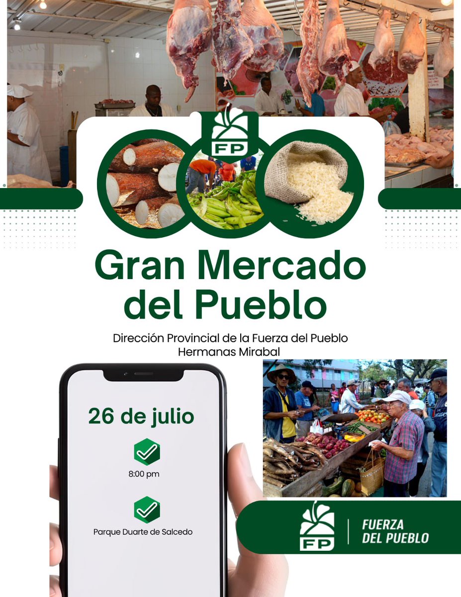 Bautista Rojas Gómez (@bautarojas) on Twitter photo Estoy feliz por esta nueva oportunidad de servir a nuestra gente en Salcedo. La situación está dura. Vengan al Gran Mercado del Pueblo a comprar barato como en los gobiernos de <a href="/LeonelFernandez/">Leonel Fernández</a>.
<a href="/FPcomunica/">@Fuerza del Pueblo (FP)</a>
#GranMercadodelPueblo
#Salcedo
#HermanasMirabal Estoy feliz por esta nueva oportunidad de servir a nuestra gente en Salcedo. La situación está dura. Vengan al Gran Mercado del Pueblo a comprar barato como en los gobiernos de <a href="/LeonelFernandez/">Leonel Fernández</a>.
<a href="/FPcomunica/">@Fuerza del Pueblo (FP)</a>
#GranMercadodelPueblo
#Salcedo
#HermanasMirabal