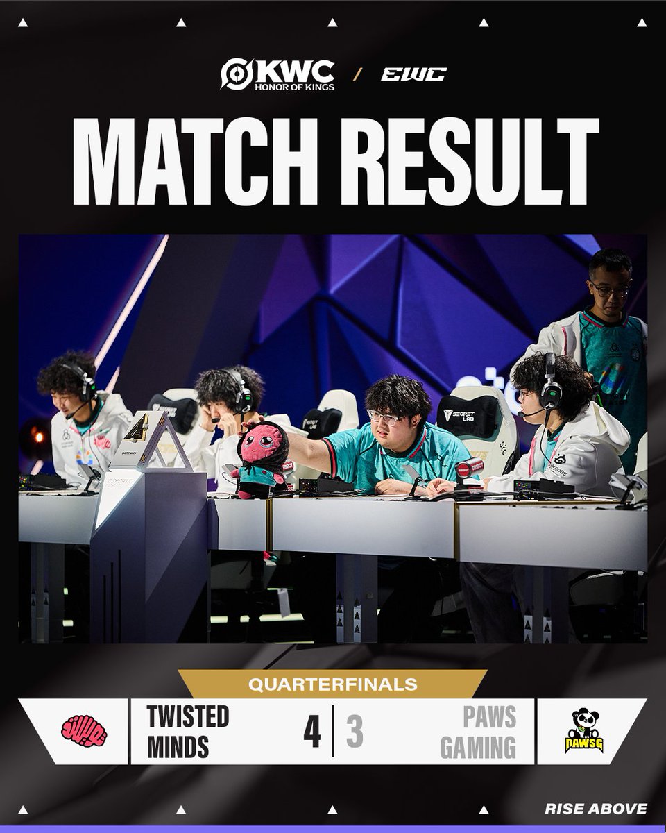 EWC_Extra's tweet image. They might be twisted, but their minds are aligned!
@TwisMinds take down WKS winners Paws Gaming and are the first to make KWC at EWC 25 Semifinals!