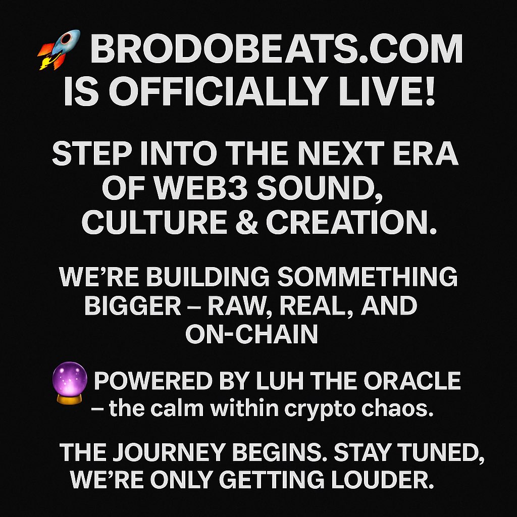 LUH2027's tweet photo. 🚀 https://t.co/vG90PU1GCl is officially live!
Step into the next era of web3 sound, culture &amp; creation
We’re building something bigger – raw, real, and on-chain

🔮 Powered by LUH The Oracle – the calm within crypto chaos
The journey begins. Stan tuned, we’re only getting louder https://t.co/40Tg4mQa3a