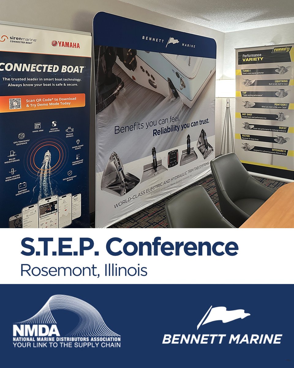 BennettTrimTabs's tweet image. Bennett Marine attended the NMDA S.T.E.P. Conference this week in Rosemont, Illinois, proudly representing Yamaha Marine Systems Co., Inc., along with Turbo Props and Siren Marine. Grateful for the connections and insights!
#STEPConference #BennettMarine #MarineIndustry #NMDA2025