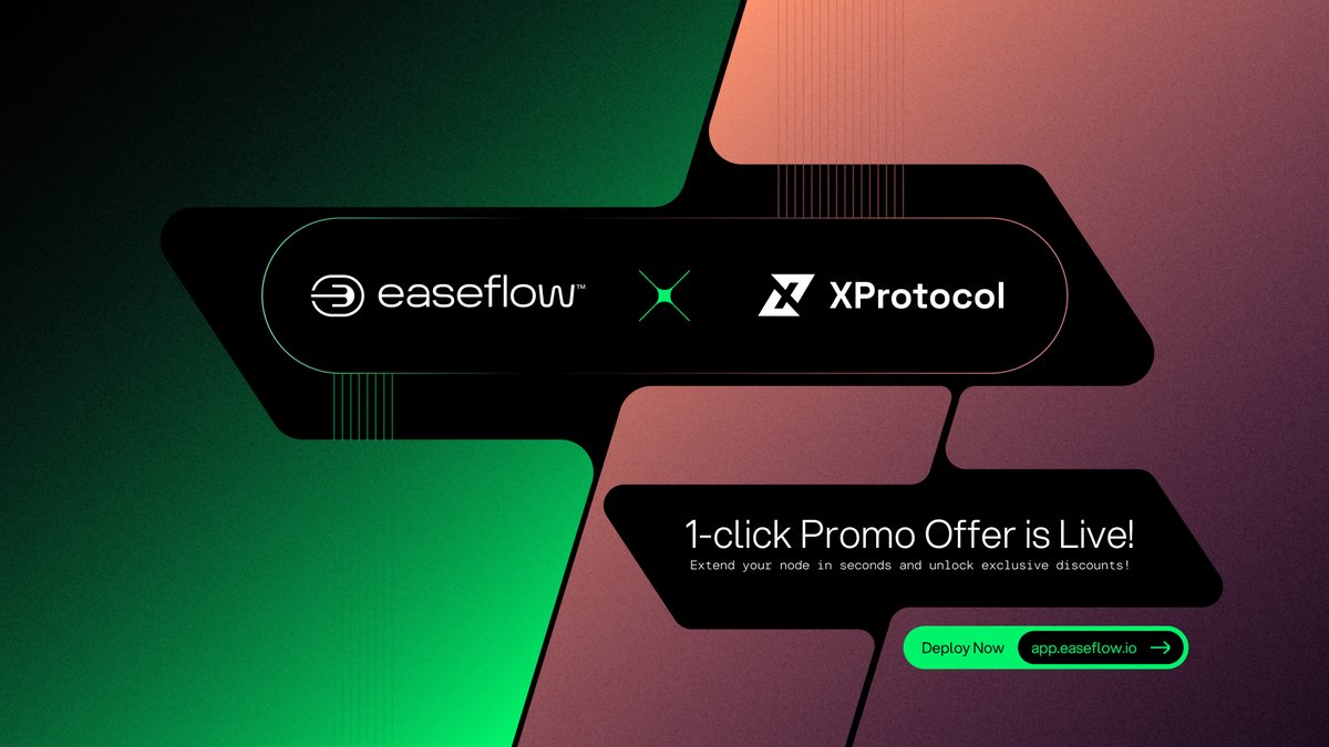 easeflowHQ's tweet image. 1-Click Promo again - @xprotocol_org Xardian Node! 🎉
🔥 Deploy or extend your node and get up to 50% OFF!
Start now: app.easeflow.io
🎁 Raffle of 2× Xardian Nodes & 2× $50 credits!
Participate & win: app.galxe.com/quest/easeflow…
Claim your offer. Power the protocol. Win…