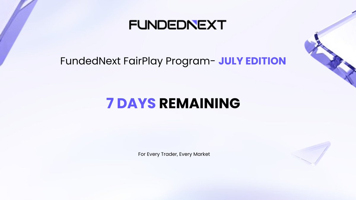 Flynn3624's tweet image. Final Week of the FundedNext FairPlay Program – July Edition!
Time is running out!
You have only 7 days left to participate in the FundedNext FairPlay Program and help us maintain a fair trading environment.
Spot unfair practices? Report them now and you could win:
- $399…