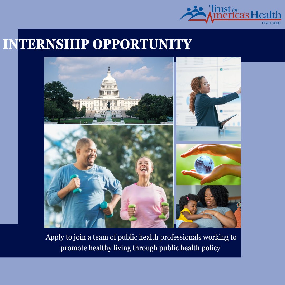 HealthyAmerica1's tweet image. Are you our next intern? Visit TFAH to learn about this exciting opportunity in public health and apply today!tfah.org/job-openings/