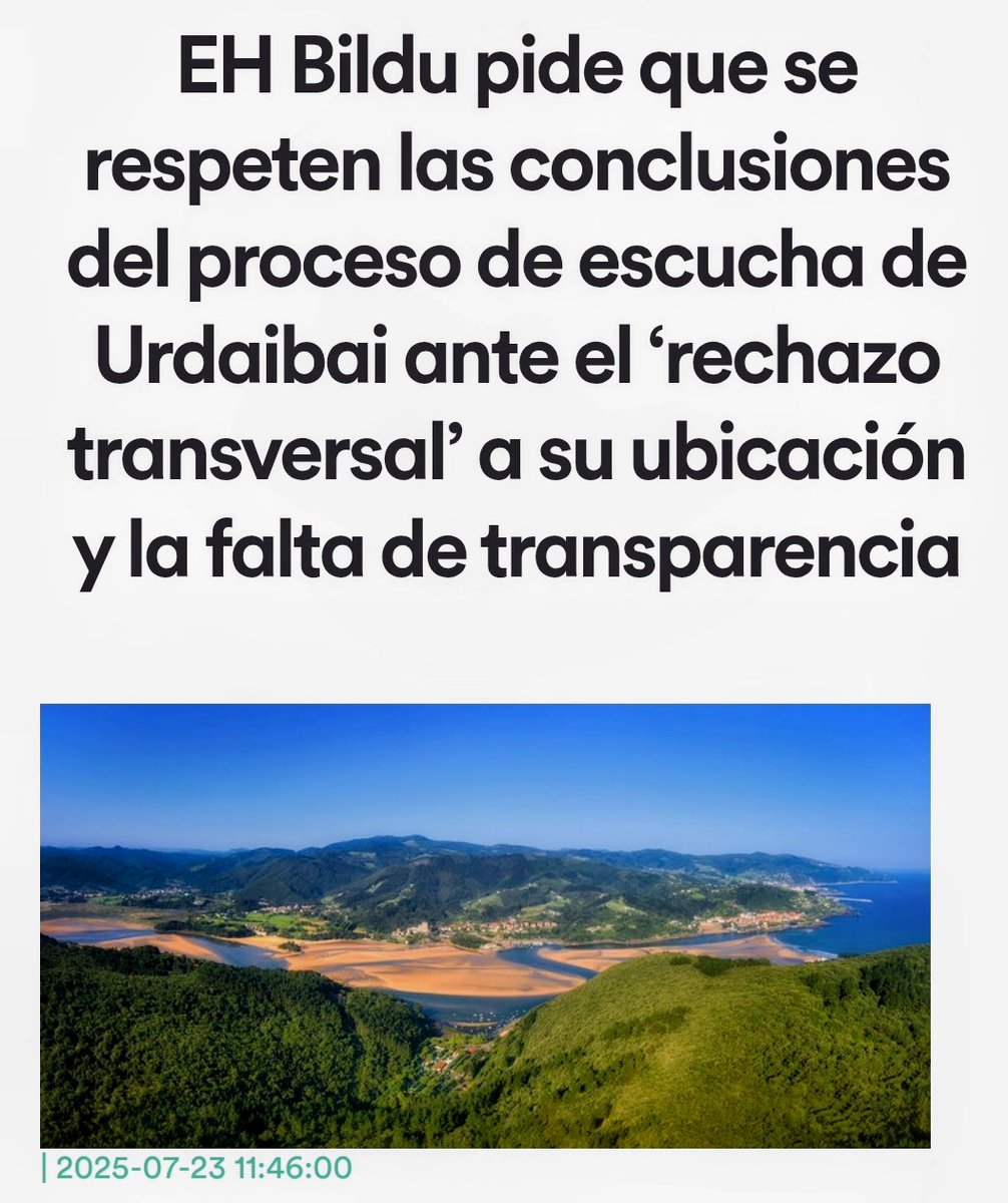 Es el final de una forma de hacer las cosas, porque las cosas hay que hacerlas con la gente. Los procesos de escucha son herramientas muy positivas, siempre y cuando se respete lo que se escucha. Y por supuesto, siempre que se respete nuestra ama lurra

ehbildu.eus/herriak/bizkai…
