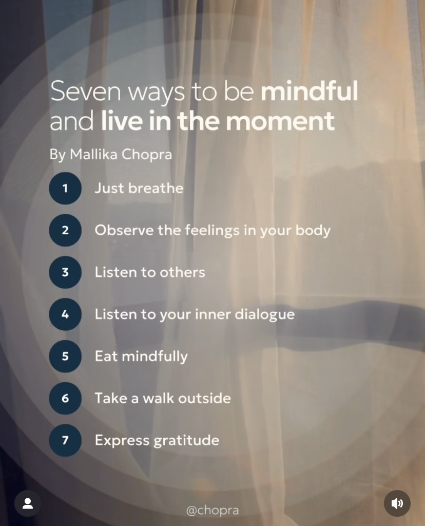 A list of 7 ways we can pause and incorporate mindfulness into our daily lives. Sometimes reminders are helpful!

#MindfulnessMoment #WisdomWednesday #Mindfulness
