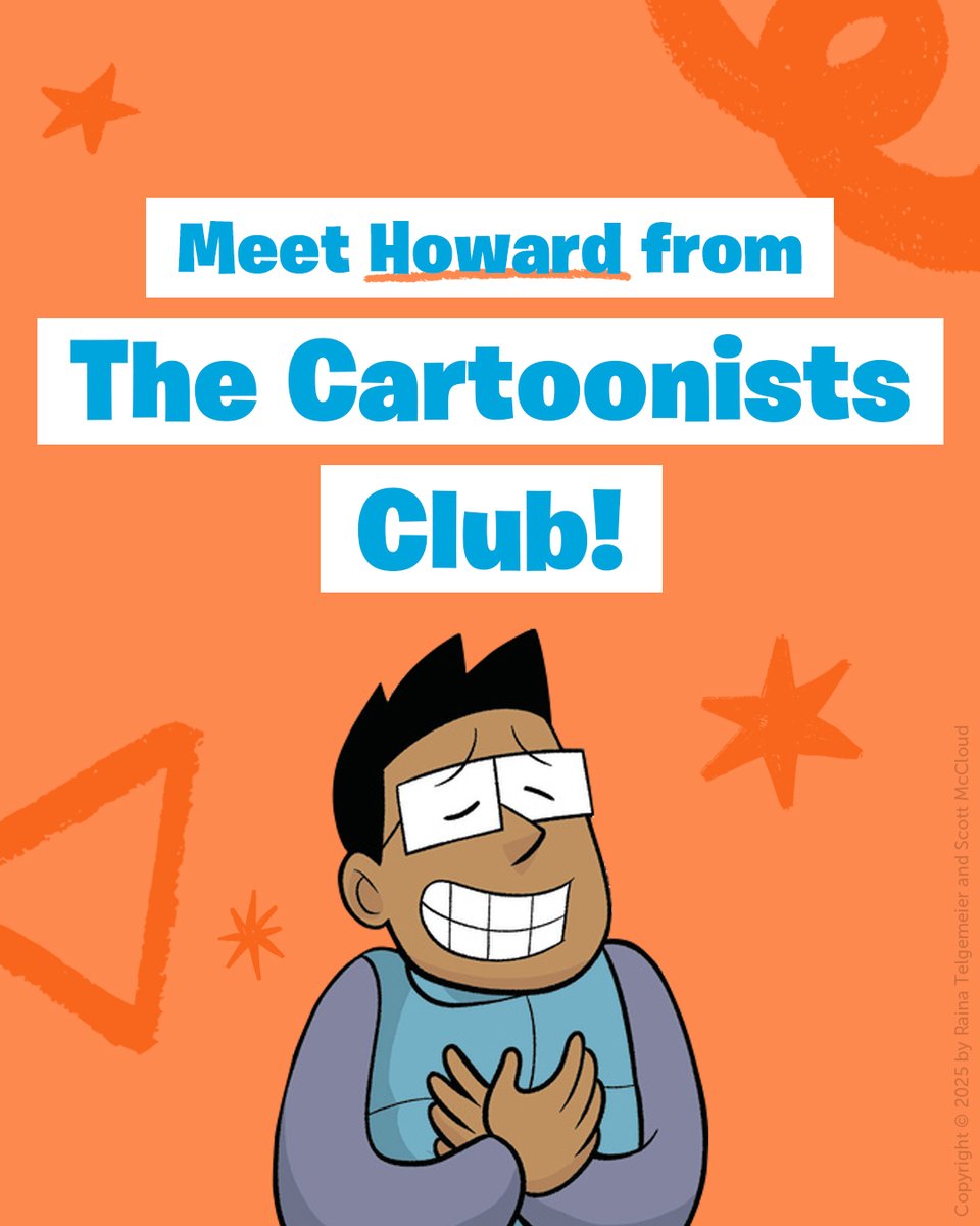 GraphixBooks's tweet image. Every club has a secret weapon. In The Cartoonists Club by @goraina and @scottmccloud1 it's Howard. ✏️ kids.scholastic.com/kid/books/book…