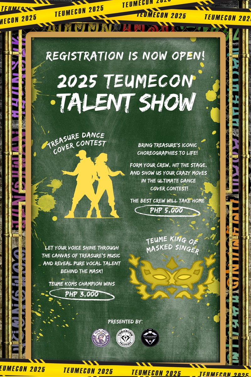 Ready to own the stage, Filo Teumes? 💃🎤✨ 

Join the 2025 TEUMECON Talent Show — Dance Cover Contest and TEUME King of Masked Singer! 👑🔥 

For sign-ups &amp; full details
👉 tinyurl.com/2025tmctalents…

#PHTeumeCon2025
#TEUMECON #TREASURE
<a href="/ygtreasuremaker/">TREASURE MAKER</a>
<a href="/treasuremembers/">TREASURE</a>
