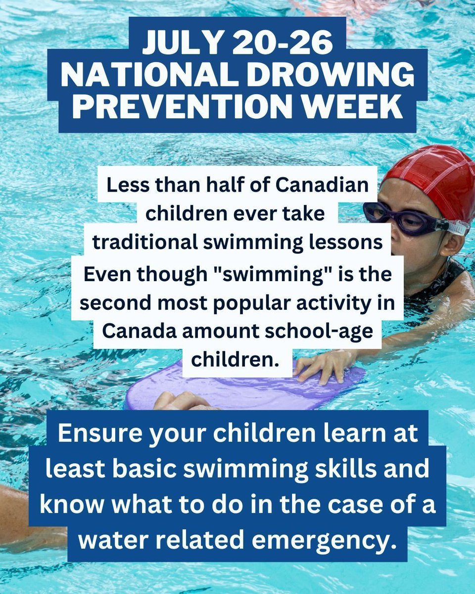 🌊 It’s National Drowning Prevention Week!

Less than half of Canadian kids take swimming lessons—even though swimming is a top activity.

Teach your kids basic swim skills + water safety.

#NDPW2025 #DrowningIsPreventable #WaterSafety