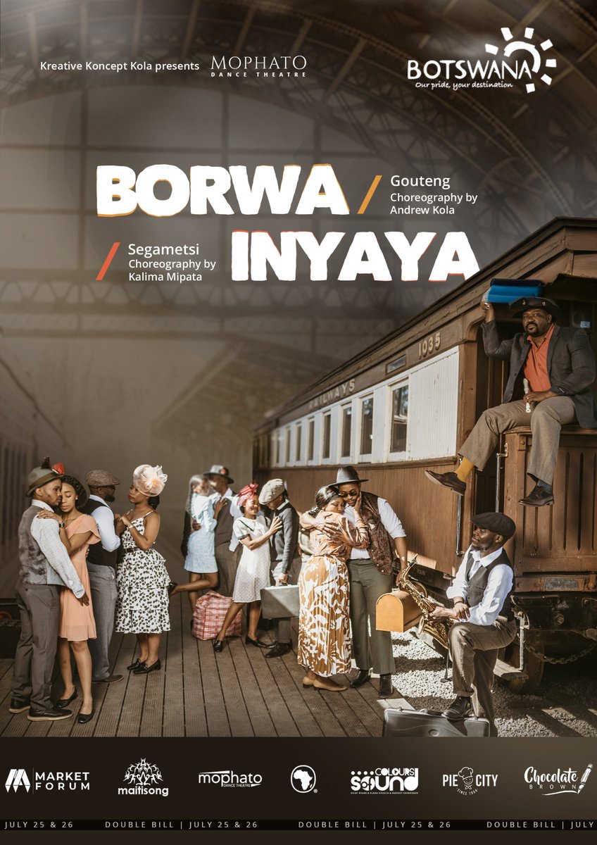 Mophato Dance Theatre &amp; Kreative Koncept Kola present INYAYA &amp; BORWA – a powerful showcase ahead of their journey to the World Dance Festival in South Korea 🇰🇷

🗓️ July 24–26 | Maitisong
🎟️ Webtickets
📞 72984028 / 76956517 / 77803746

#SupportTheDream #MophatoToTheWorld