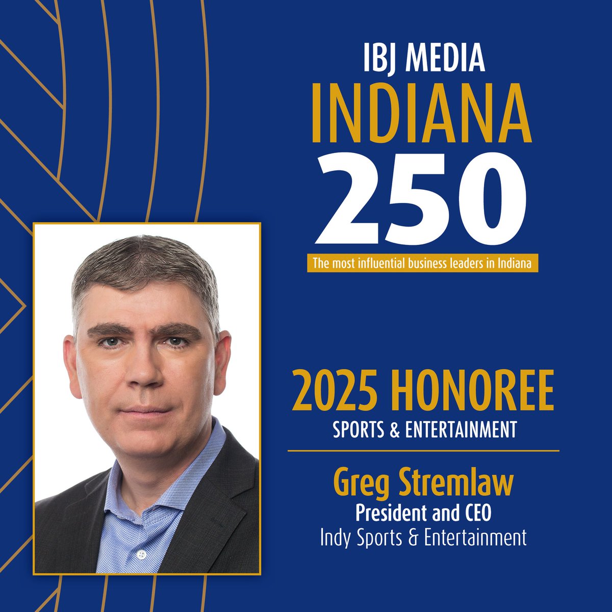 IndyEleven's tweet image. IBJ Media unveiled its fourth annual Indiana 250, a list of the state’s most influential business and community leaders from a wide range of sectors, including both public and private organizations.
For the second straight year, Greg Stremlaw, the President & CEO of Indy Sports…