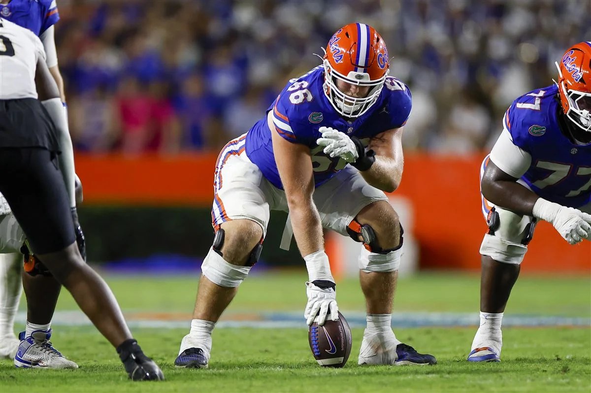 GrahamHall's tweet image. Florida center Jake Slaughter, a First-Team All-American in 2024, has been named the SEC's top offensive player in 2025 by Pro Football Focus.
READ:
247sports.com/college/florid…