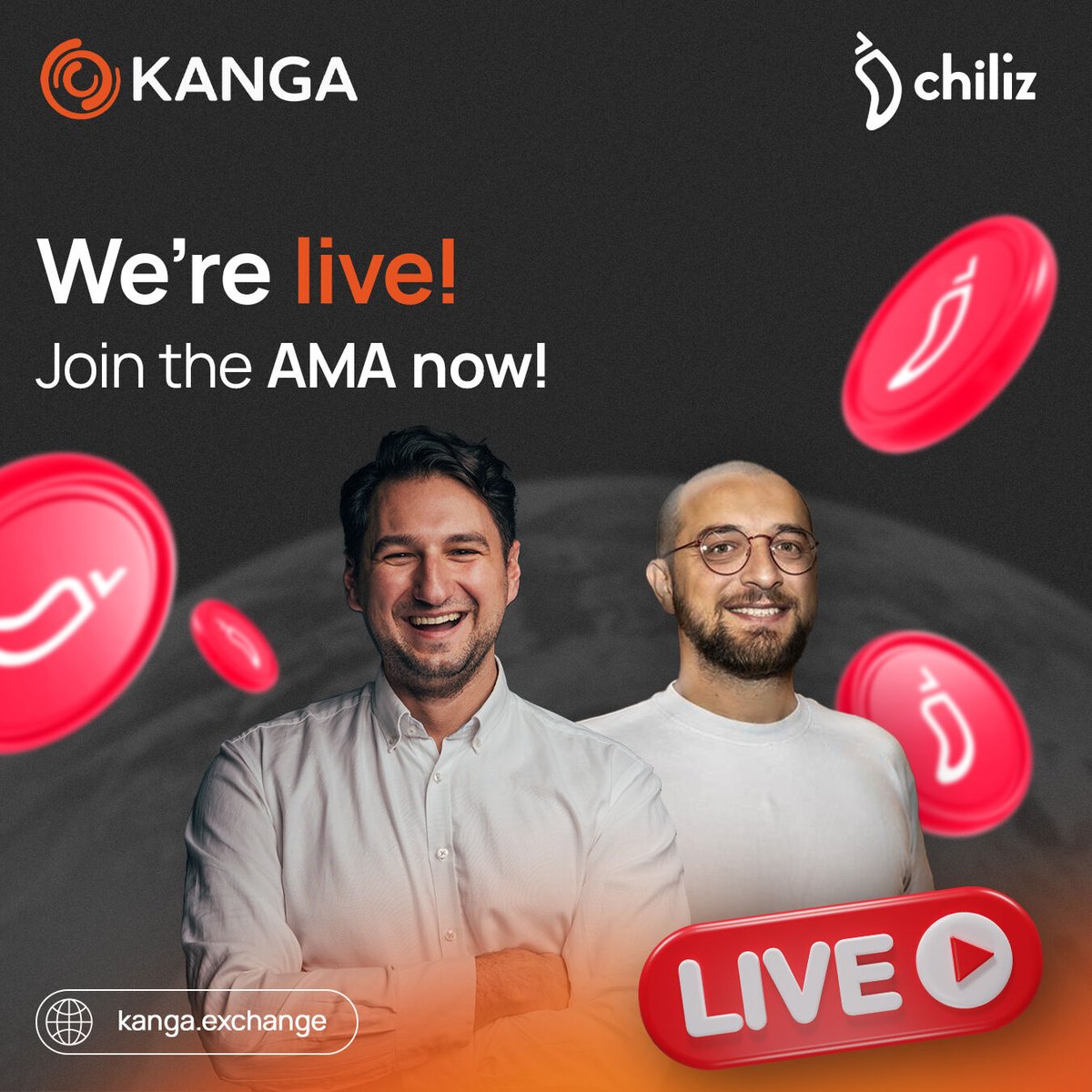 KangaExchange's tweet image. 🎧 We are live! The AMA starts right now!
Hit the Twitter Space and join the conversation with Max Rabinovitch - CSO Chiliz.
Ask questions, listen, respond - and earn rewards for your activity! 💬💥
Don't wait and post your questions here: bit.ly/4nWTZU5
🗣️ LIVE:…