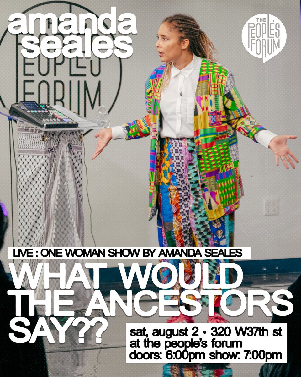PeoplesForumNYC's tweet image. 🎙️‼️ ON AUGUST 2: Amanda Seles returns to The People’s Forum, with her live one-woman show, What Would the Ancestors Say??
🔗🎟️RSVP: peoplesforum.org/AmandaSealesAu… • free & open to the public, donations welcomed! (first come, first served)