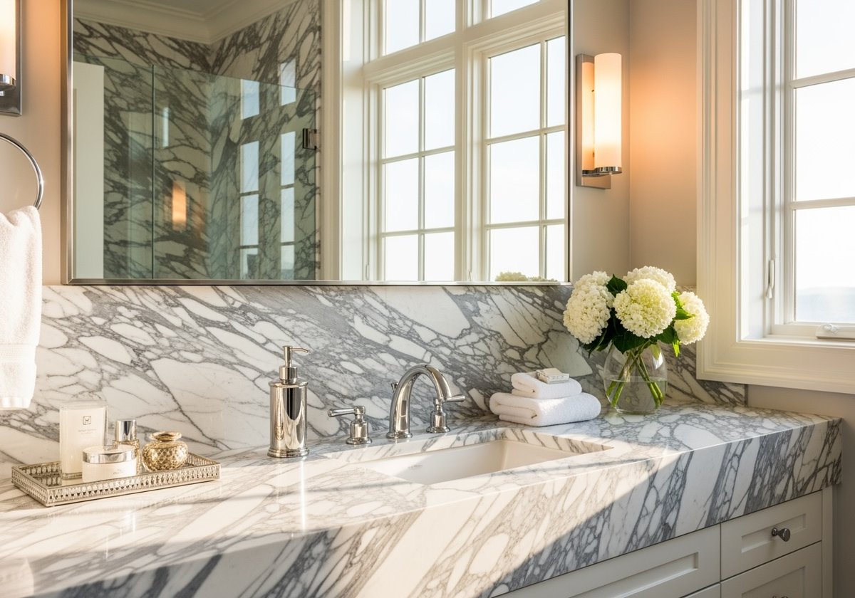 dfwStoneWorks's tweet image. #PlotTwist: Your #BathroomVanity just became the most photographed spot! 📸✨

This masterpiece has more drama than your favorite Netflix series - and we're here for it!
Natural #VeiningPatterns = pure art.

📞214-447-7333.

#RyanMorganRES #DFWStoneWorks