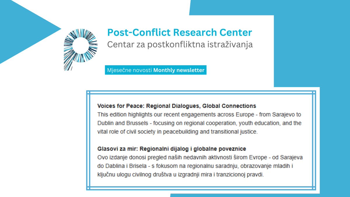 PCRCBiH's tweet image. From Sarajevo to Dublin to Brussels — we're strengthening regional cooperation, empowering youth through education, and championing civil society in peacebuilding and transitional justice. 🌍✊
Explore our latest engagements across Europe in our newest newsletter:…