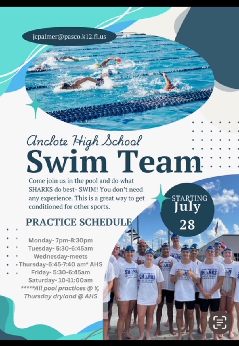 AHS Athletics (@shark_sports22) on Twitter photo Shark Swimmers! 🦈 Don’t forget practice starts soon! Make sure athletic clearance is up to date! <a href="/AncloteSharks/">AHS Sharks</a> Shark Swimmers! 🦈 Don’t forget practice starts soon! Make sure athletic clearance is up to date! <a href="/AncloteSharks/">AHS Sharks</a>