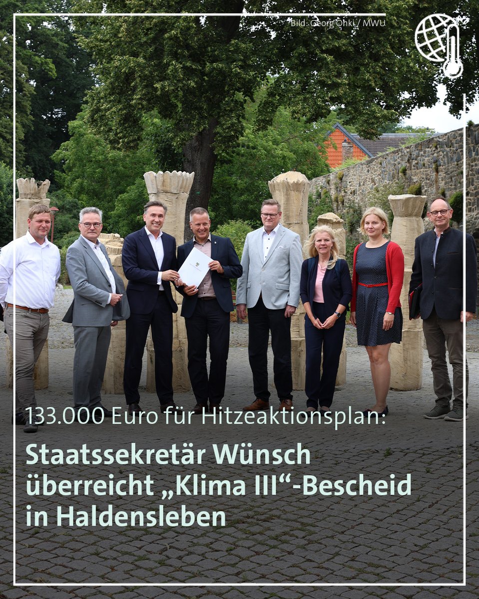 MWU_LSA's tweet image. Haldensleben erstellt #Hitzeaktionsplan – unterstützt mit 133.000€ aus dem Programm „#SachsenAnhalt Klima III“. „Hitzewellen belasten nicht nur Städte, sondern auch die Menschen“, betonte Staatssekretär @WuenschThomas. lsaurl.de/QKEkzl