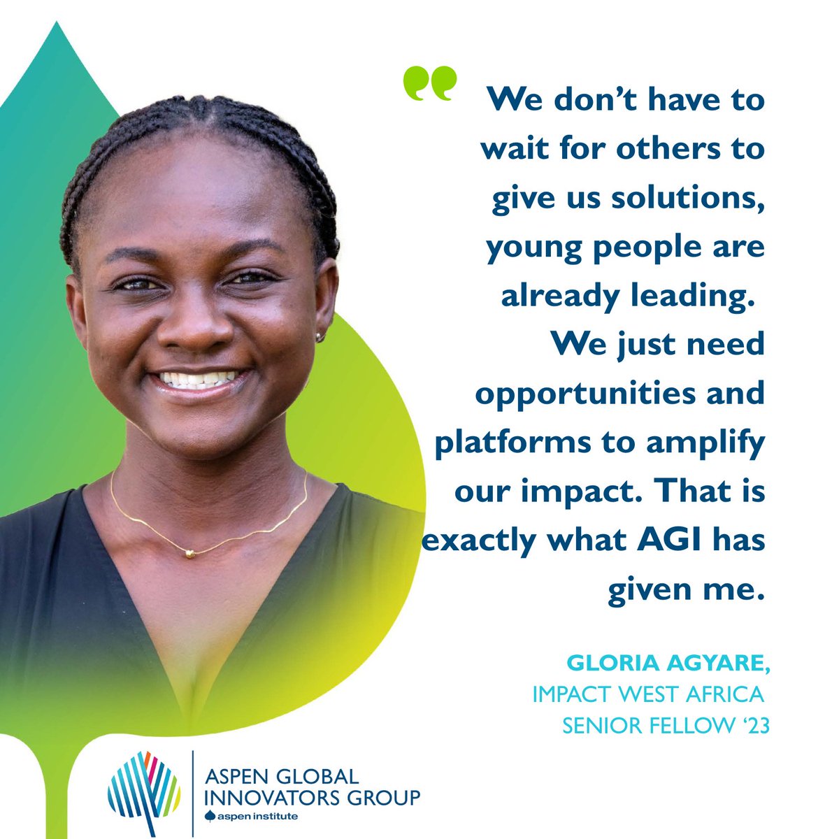 aspeninnovators's tweet image. Growing up in Ghana, Gloria Agyare witnessed how climate change and unsustainable farming practices impacted local communities — and chose to become part of the solution.
Read her impact in our 2024 report: aspenglobalinnovators.org/wp-content/upl…
#fellowspotlight #globalinnovators