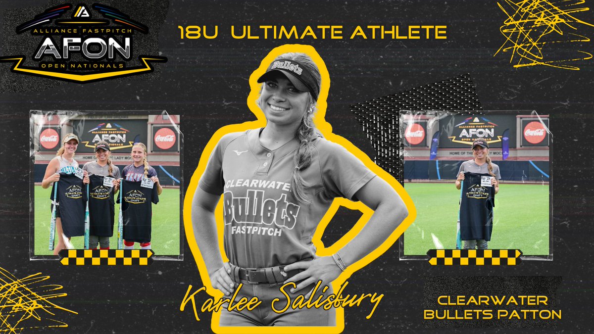 Connect Sports (@connectsports_) on Twitter photo Presenting the 18U Ultimate Athlete | Karlee Salisbury with Clearwater Bullets Patton. 🤩She came, she saw & she conquered #AtTheAFON 🥳. Cheers to you, queen. 👑
Sending you all the best as you finish your travel ball career and head to <a href="/UTampaSoftball/">Tampa Softball</a> <3. Presenting the 18U Ultimate Athlete | Karlee Salisbury with Clearwater Bullets Patton. 🤩She came, she saw & she conquered #AtTheAFON 🥳. Cheers to you, queen. 👑
Sending you all the best as you finish your travel ball career and head to <a href="/UTampaSoftball/">Tampa Softball</a> <3.