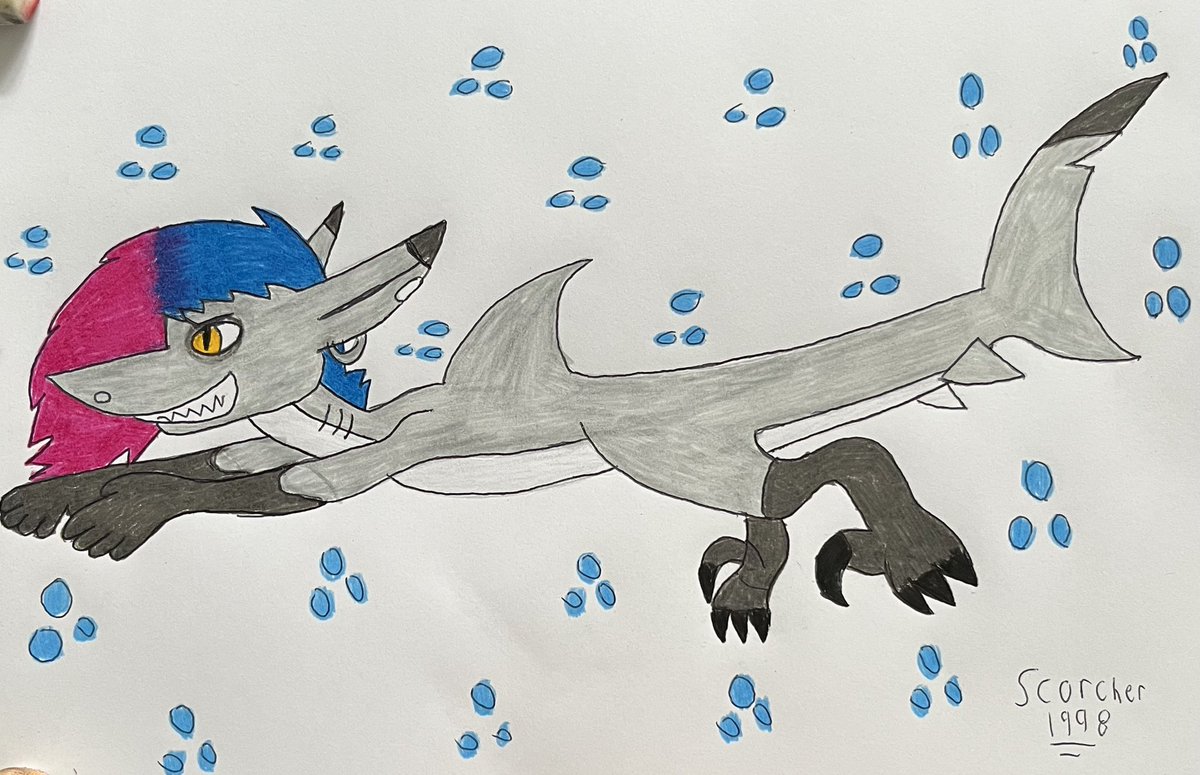 PirateScorcher's tweet image. Art fight 2025 - Steven
Attack for KristKC of their anthro shark hybrid oc Steven swimming in the sea catching fish
Hope you like it
#artfight #artfight2025 #drawing #furry #anthro #oc #shark #pose #male