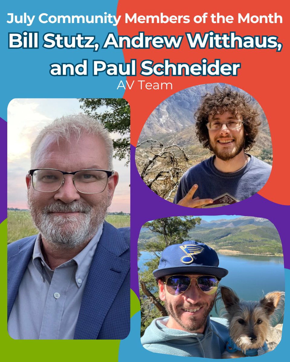 DanforthCenter's tweet image. CSTM recognizes our AV Team as July’s Community Members of the Month! Bill Stutz (left), Andrew Witthaus (top right), and Paul Schneider (bottom right) keep things running smoothly during events, seminars, meetings, and more.