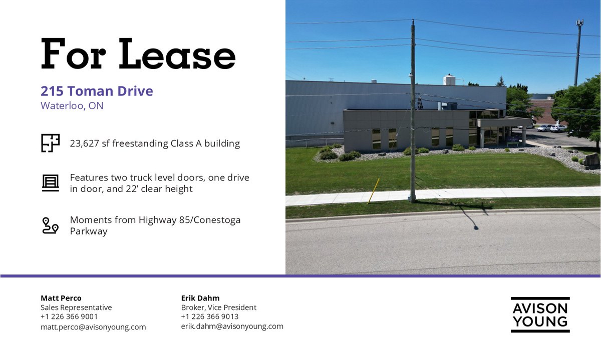 Just Listed by Avison Young: 215 Toman Drive, Waterloo, Ontario avisonyoung.ca/properties/215…