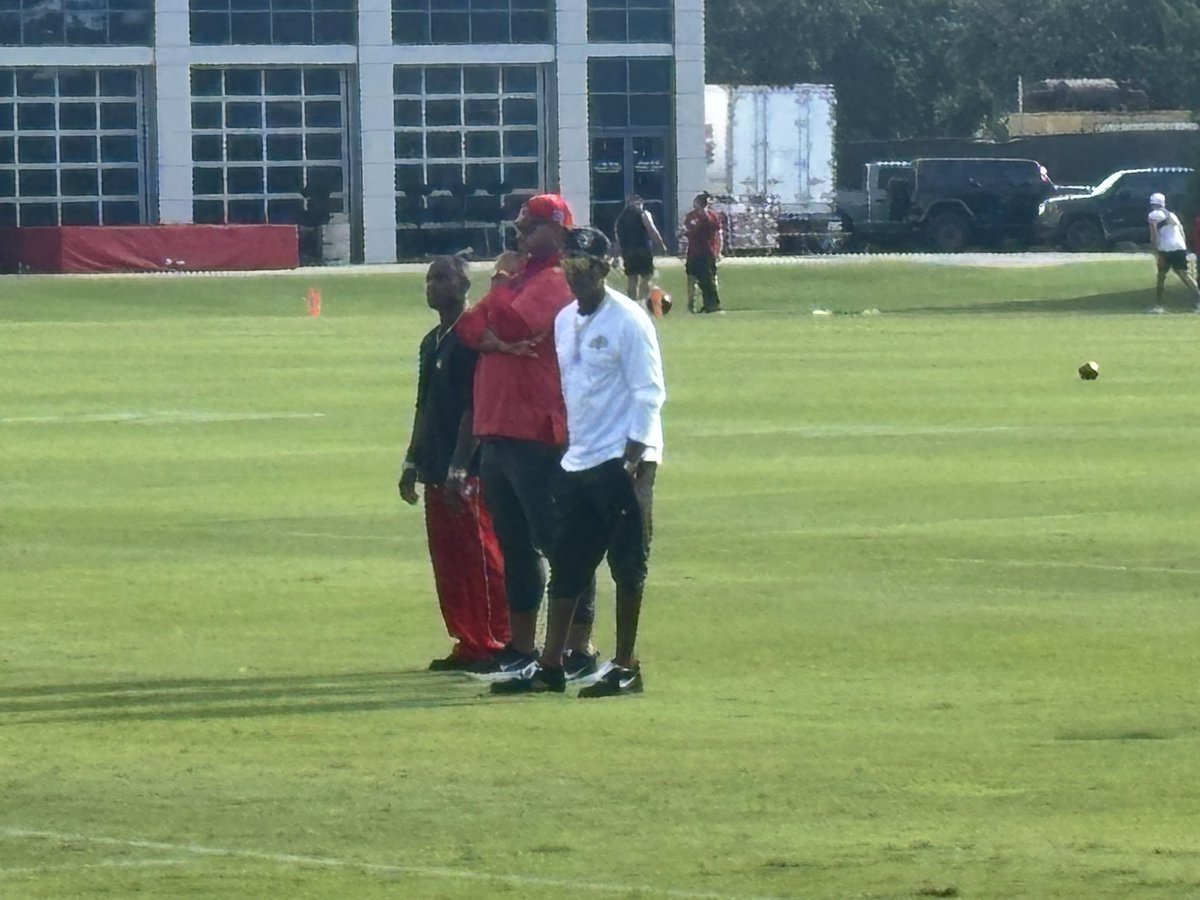 gregauman's tweet image. Deion Sanders is here at first practice of Bucs training camp, watching his son Shilo, an undrafted rookie safety from Colorado.