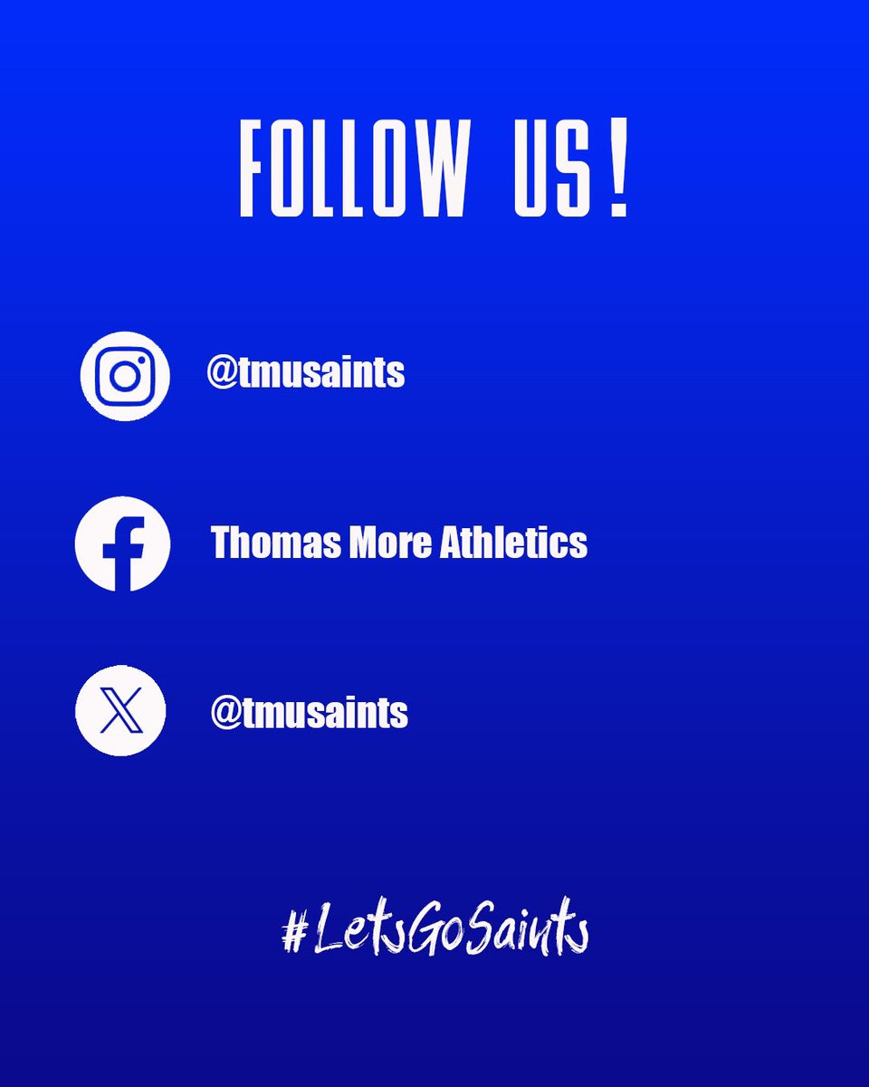 tmusaints's tweet image. Follow Thomas More Athletics on social media to stay updated on all the latest news, events, and highlights. Join our community and engage with fellow fans to celebrate our athletes and their achievements!
#LetsGoSaints