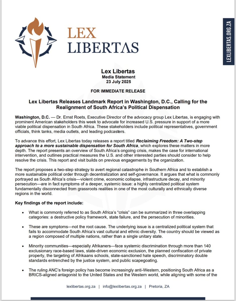 LexLibertasOnX's tweet image. Media Statement 23 July 2025