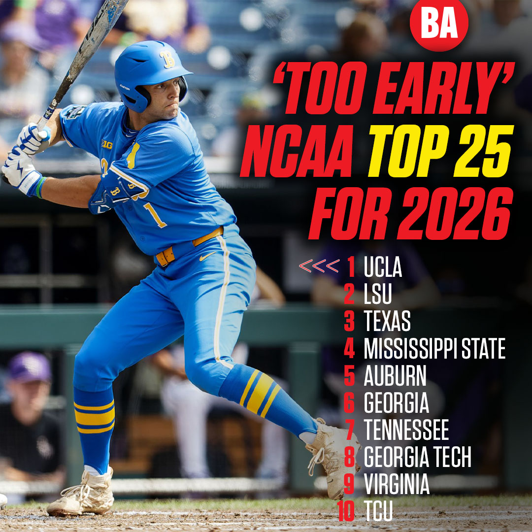 It's never too early to look ahead 😎

Here's our 'Way Too Early' NCAA Top 25 for next year.

baseballamerica.com/stories/colleg…