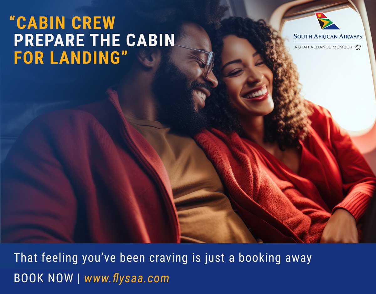 flysaa's tweet image. That familiar voice: ‘Cabin crew, prepare the cabin for landing' 🛬. Let's make it real! 😎
Go from book now to seat 14A! Explore our routes, discover great fares, and find your perfect winter getaway at flysaa.com.
#SAA #FlySAA #SAAVoyager #WinterHolidays