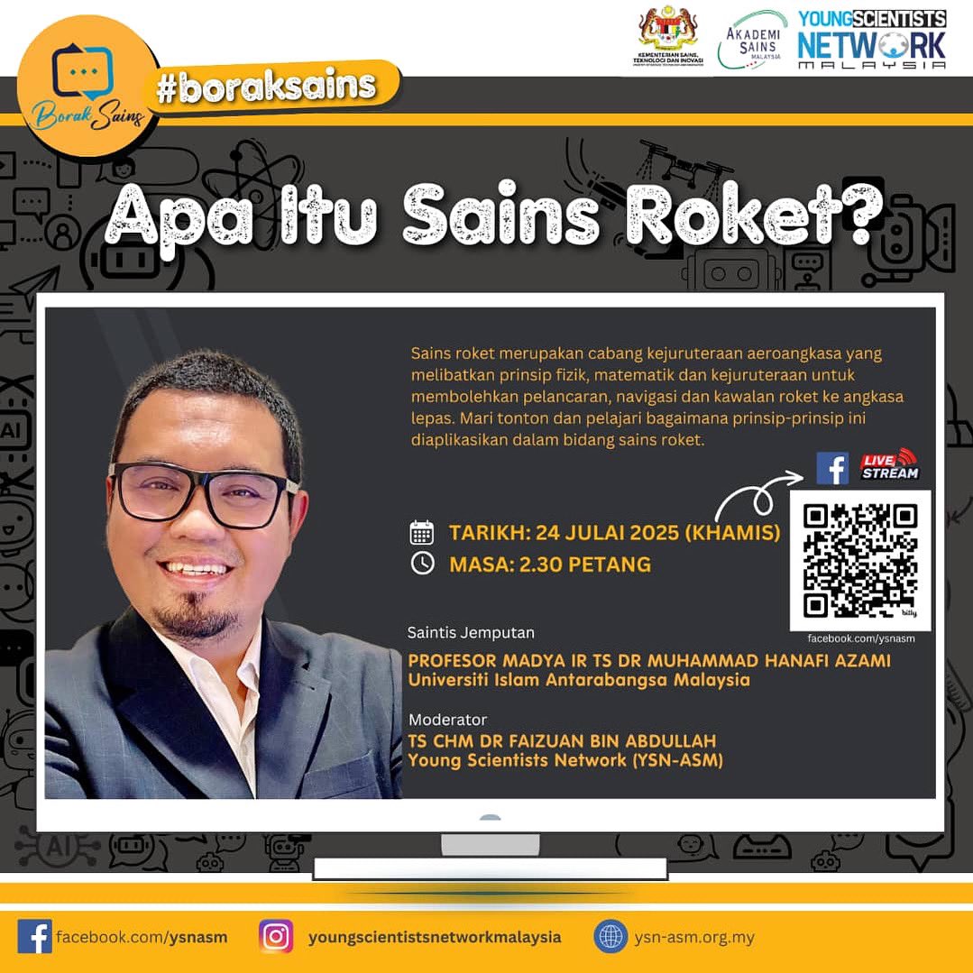 APA ITU SAINS ROKET?

Sains roket merupakan cabang kejuruteraan aeroangkasa yang melibatkan prinsip fizik, matematik dan kejuruteraan untuk membolehkan pelancaran, navigasi dan kawalan roket ke angkasa lepas. Mari tonton dan pelajari bagaimana prinsip-prinsip ini diaplikasikan.