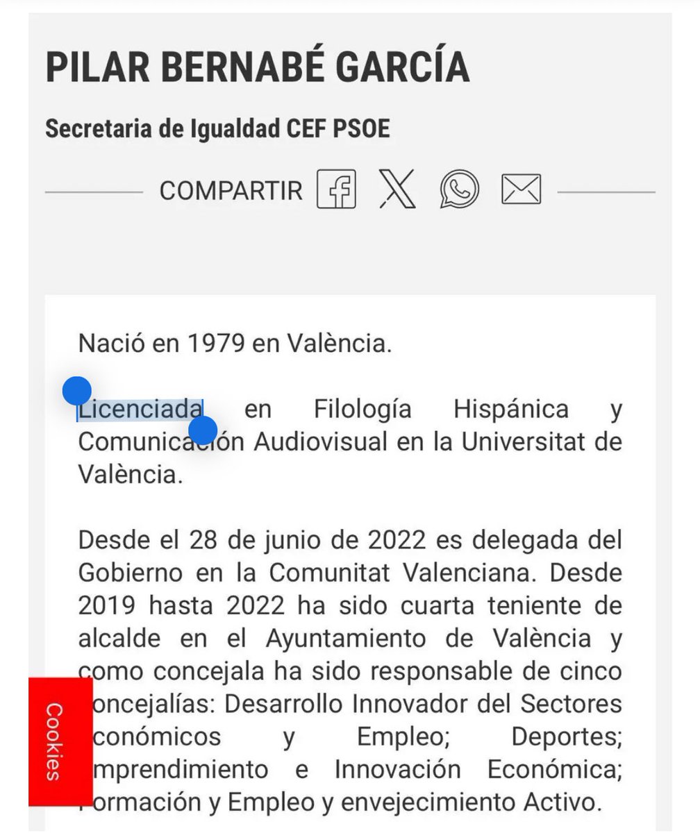 PedroOtamendi's tweet image. Lo de Noelia Núñez está mal. Debería dimitir en un escenario político dónde ‘dimitir’ no fuera un nombre ruso. En el que por desgracia vivimos, no.
Pero de los socialistas, lecciones ninguna. Asi arreglan en el PSOE las mentiras en el CV de sus políticos:
Pilar Bernabé,…