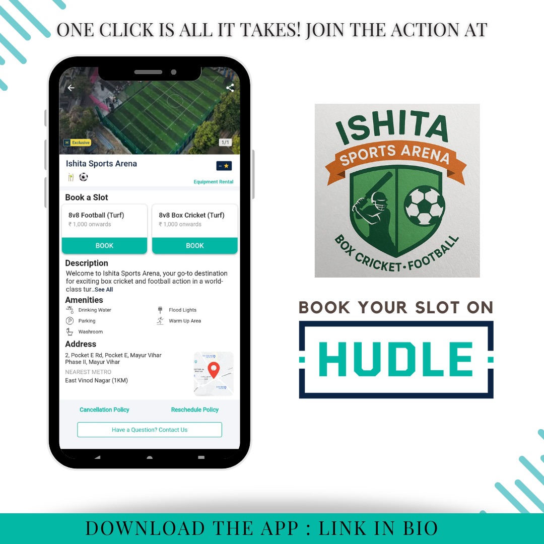 *⚽🏏 Ishita Sports Arena is Now LIVE on Hudle!*

💡 Book slots instantly on the Hudle App
✅ Premium Turf | Parking | Drinking Water | Flood Lights

🎯 One Click is All It Takes!
Book Now - hudle.in/venues/ishita-…