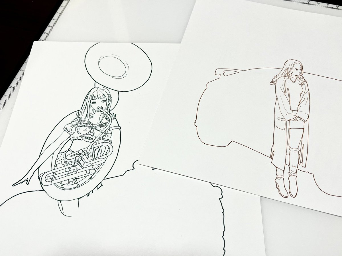 tdra08n_b's tweet image. ペン画ここまで進められました。