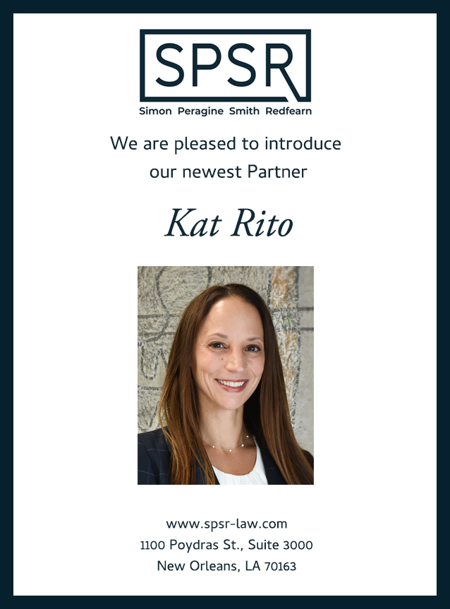 SPSR welcomes Kat Rito who brings nearly two decades of medical malpractice, professional liability, and premises and casualty defense experience.

For more visit: spsr-law.com/our-insights/w…